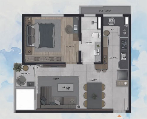 apartamento na planta com 1 quarto bh